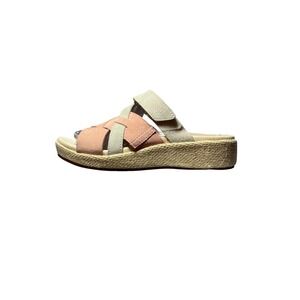 NWOT Spenco Women Peach Cream Suede Orthotic Slide Sandals Espadrille Platform 7